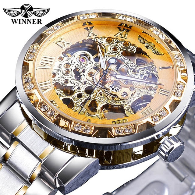 Jaragar 2017 Flying Series Golden Bezel Scale Dial Design Stainless Steel Mens Watch Top Brand Luxury Automatic Mechanical Watch