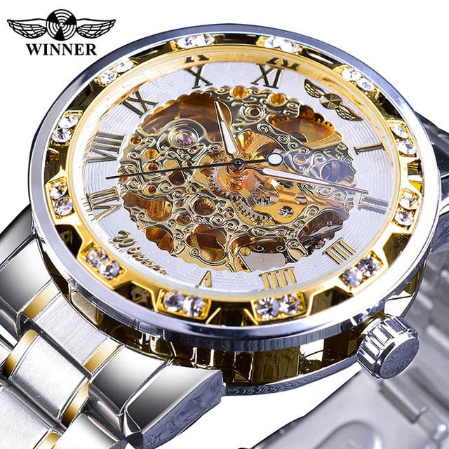 Jaragar 2017 Flying Series Golden Bezel Scale Dial Design Stainless Steel Mens Watch Top Brand Luxury Automatic Mechanical Watch