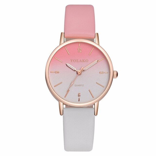 Nouveau mode femmes dégradé arc-en-ciel en cuir montre décontracté dames sport quartz montre horloge Relogio Feminino