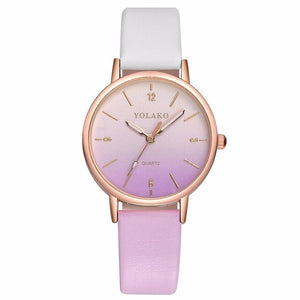 Nouveau mode femmes dégradé arc-en-ciel en cuir montre décontracté dames sport quartz montre horloge Relogio Feminino