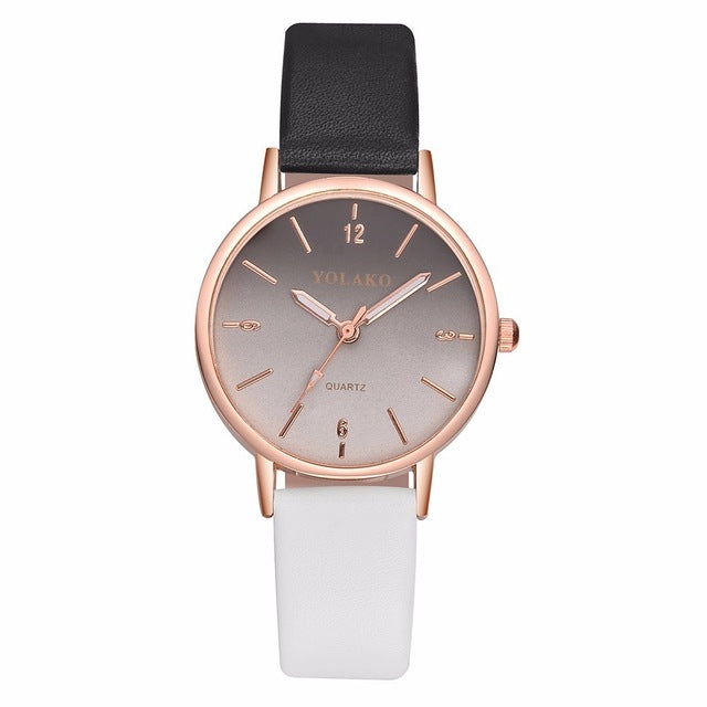 Nouveau mode femmes dégradé arc-en-ciel en cuir montre décontracté dames sport quartz montre horloge Relogio Feminino