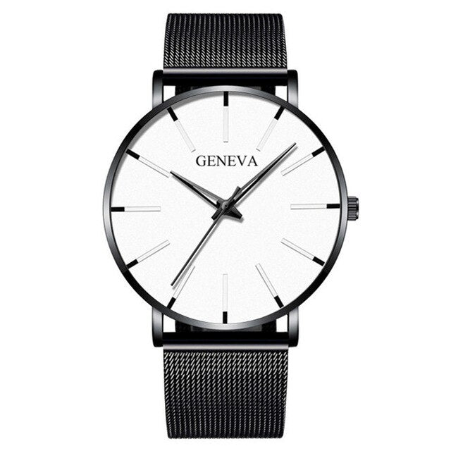 Montre haut de gamme minimaliste mode homme ultra-mince montre simple homme affaires acier inoxydable maille quartz montre Relogio Masculi