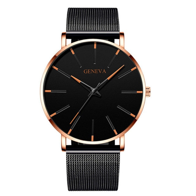 Montre haut de gamme minimaliste mode homme ultra-mince montre simple homme affaires acier inoxydable maille quartz montre Relogio Masculi