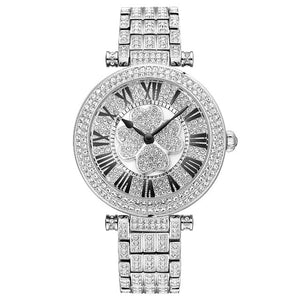 PB Watch Women Four-Leaf Clover Rotatable Dial Watches Women Crystal Bracelet Silver Quartz Waterproof Luxury Relogio Feminino