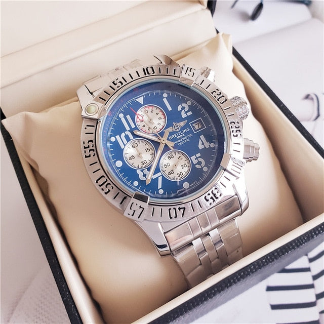 NEW Breitling Luxury Brand Mechanical Wristwatch Mens Watches Quartz Watch with Stainless Steel Strap relojes hombre automatic