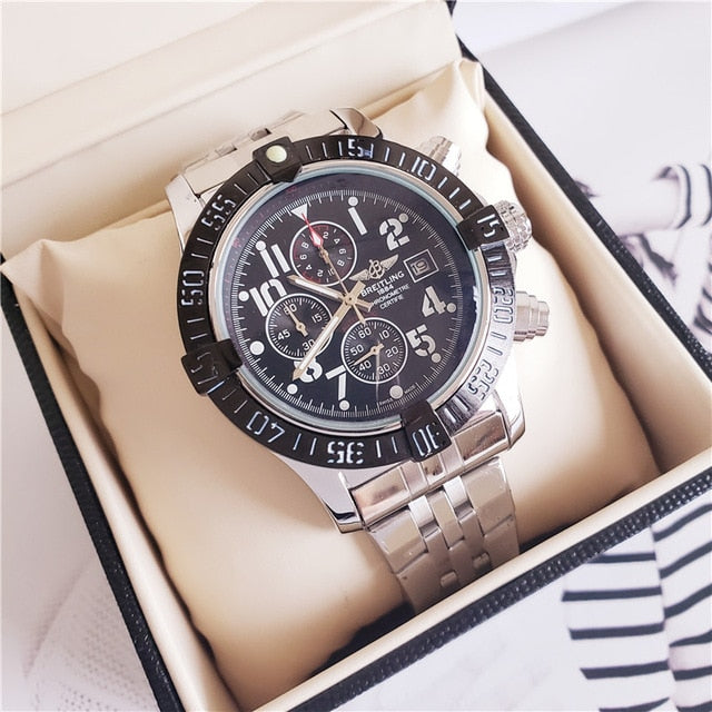 NEW Breitling Luxury Brand Mechanical Wristwatch Mens Watches Quartz Watch with Stainless Steel Strap relojes hombre automatic