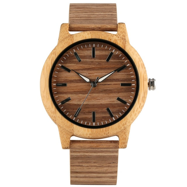 Creative Wood Watch Men Women Lover Clock Couple Wristwatch Wooded Watches Classic Brown Dial with Luminous Pointers Reloj