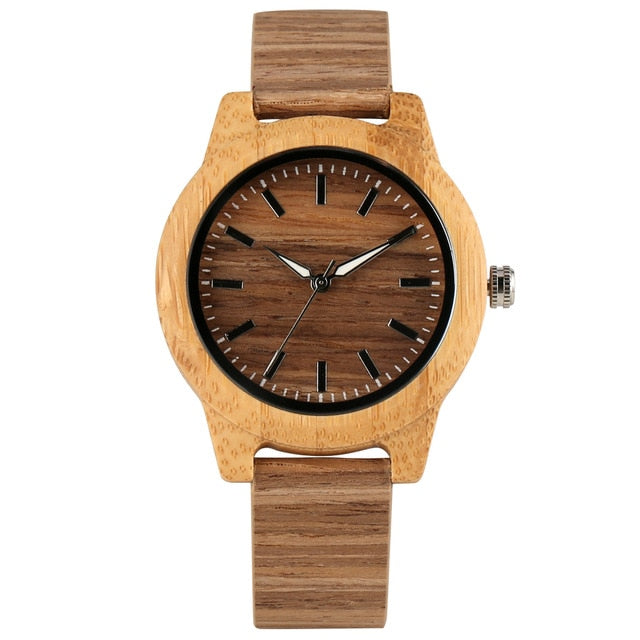 Creative Wood Watch Men Women Lover Clock Couple Wristwatch Wooded Watches Classic Brown Dial with Luminous Pointers Reloj