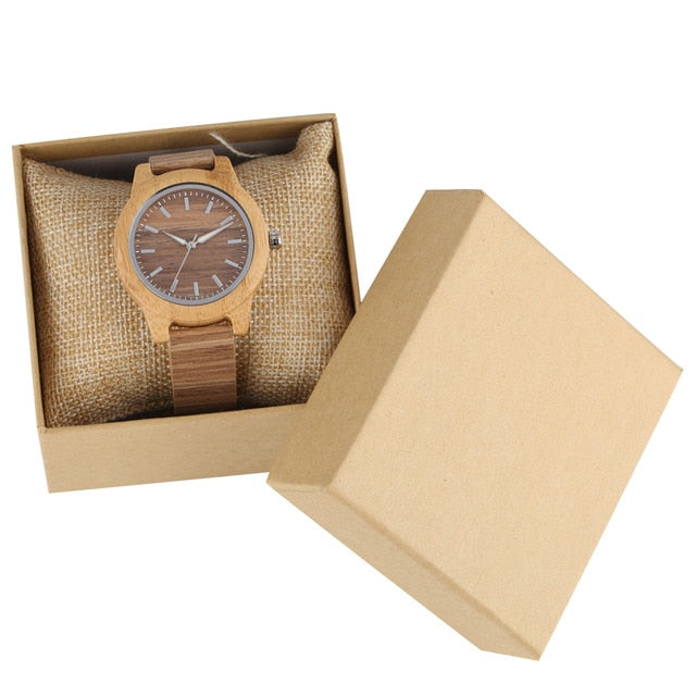 Creative Wood Watch Men Women Lover Clock Couple Wristwatch Wooded Watches Classic Brown Dial with Luminous Pointers Reloj