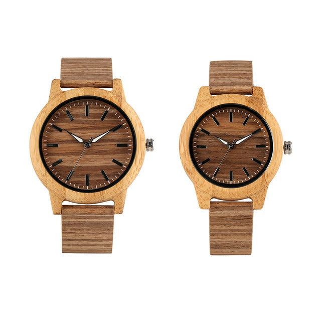 Creative Wood Watch Men Women Lover Clock Couple Wristwatch Wooded Watches Classic Brown Dial with Luminous Pointers Reloj