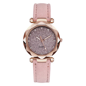 Casual Women Romantic Starry Sky Wrist Watch Leather Rhinestone Designer Ladies Clock Simple Dress Gfit Montre Femme